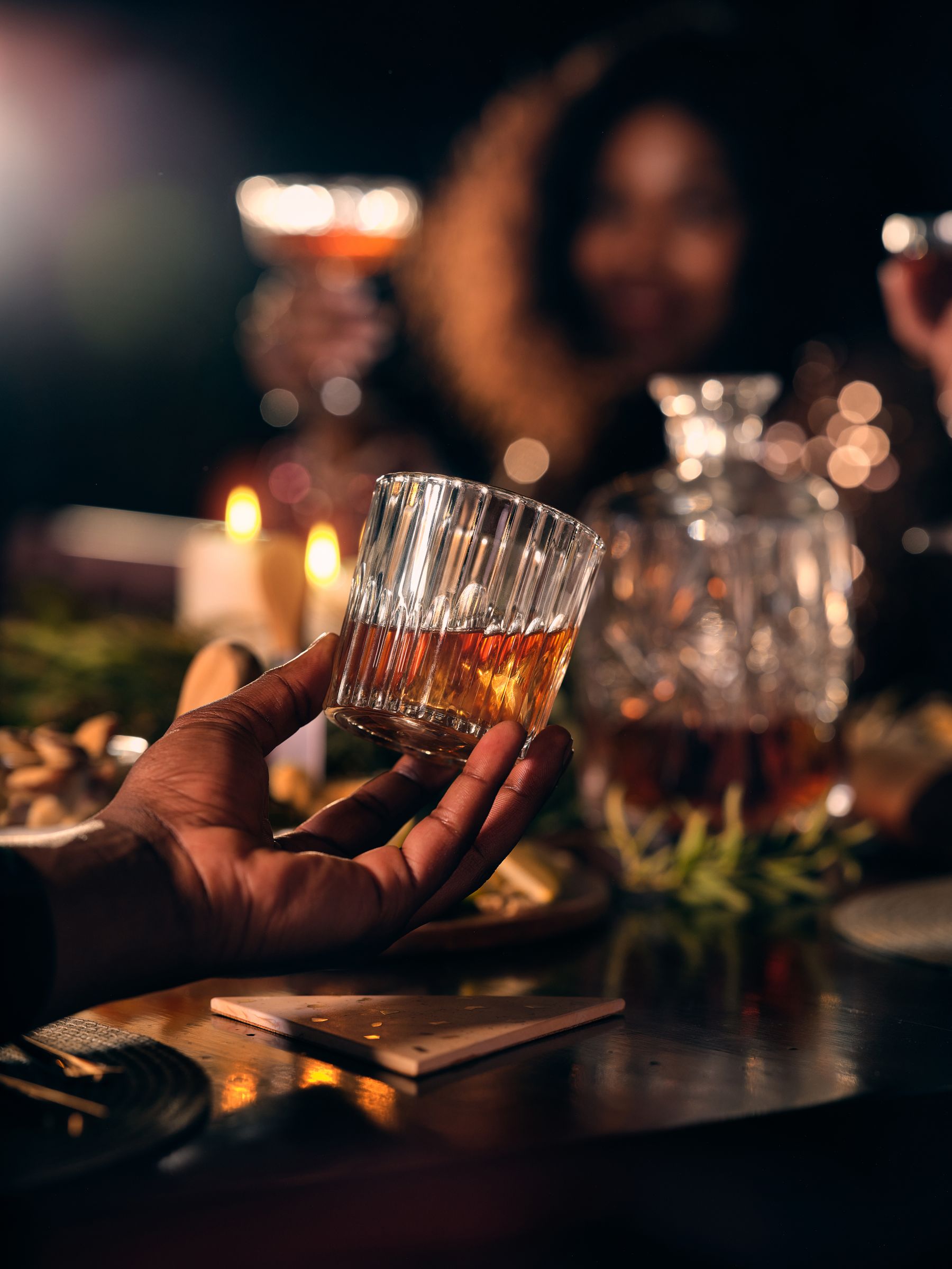 A private guided whisky tasting in a low-lit room